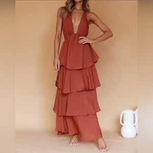 Boho Plunge Ruffle Dress